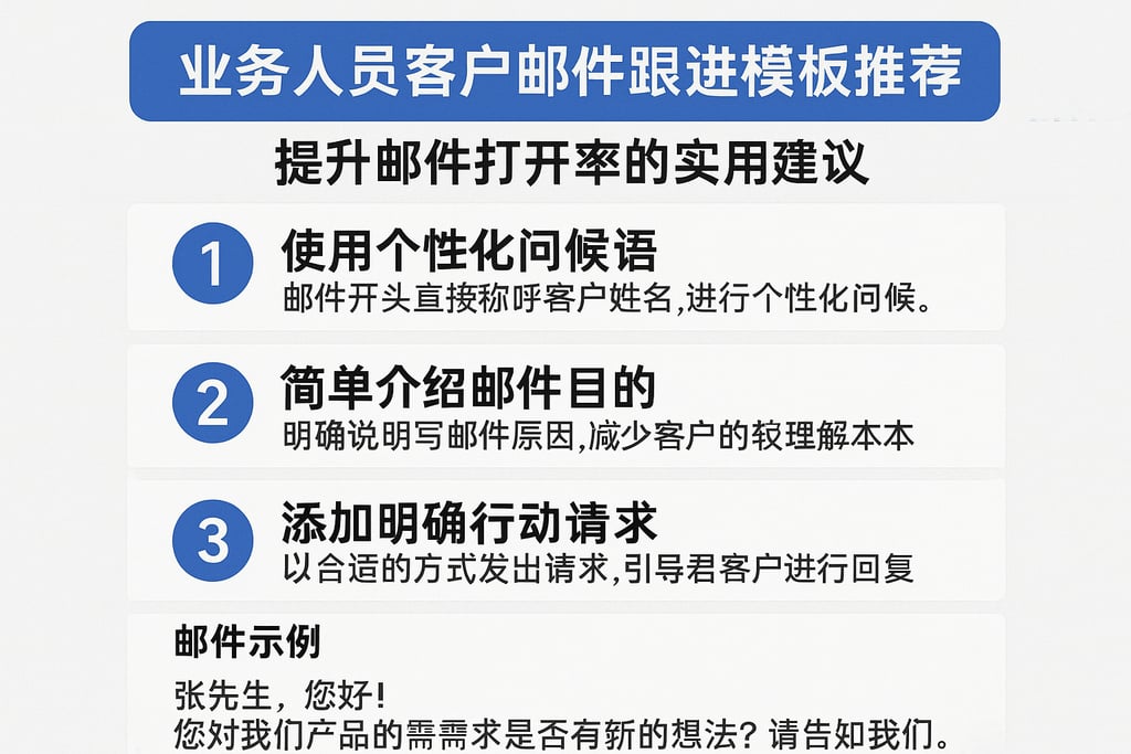 业务人员客户邮件跟进模板推荐，提升邮件打开率的实用建议