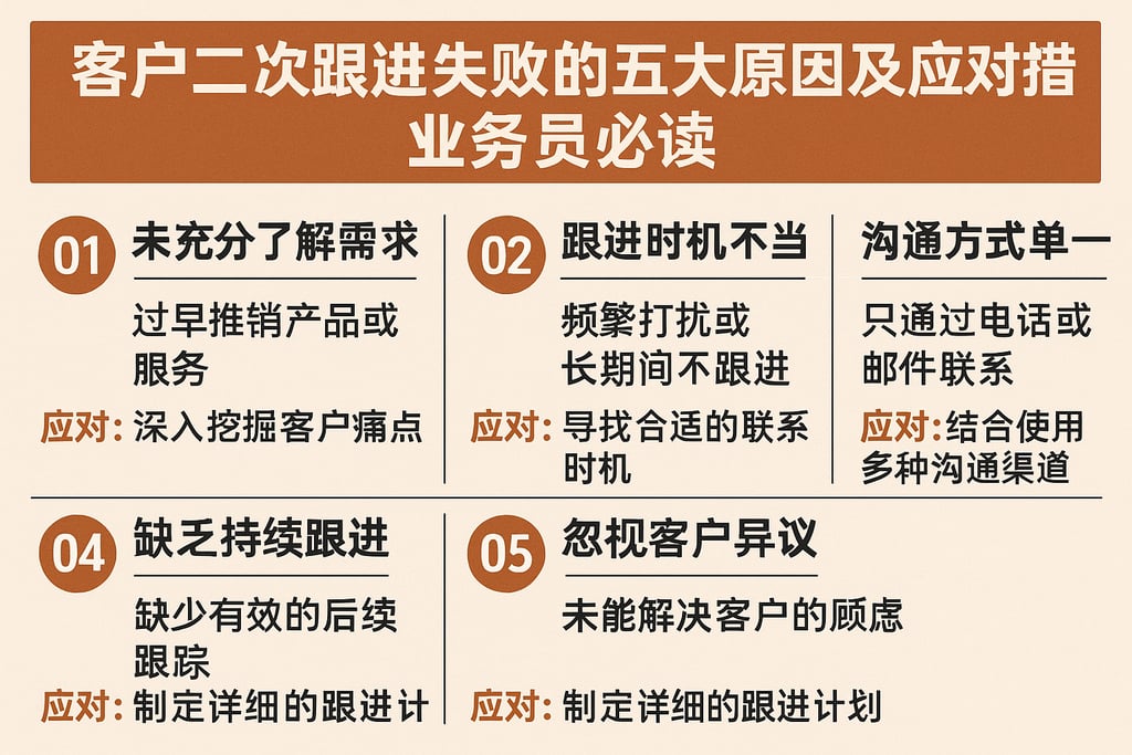 客户二次跟进失败的五大原因及应对措施，业务员必读