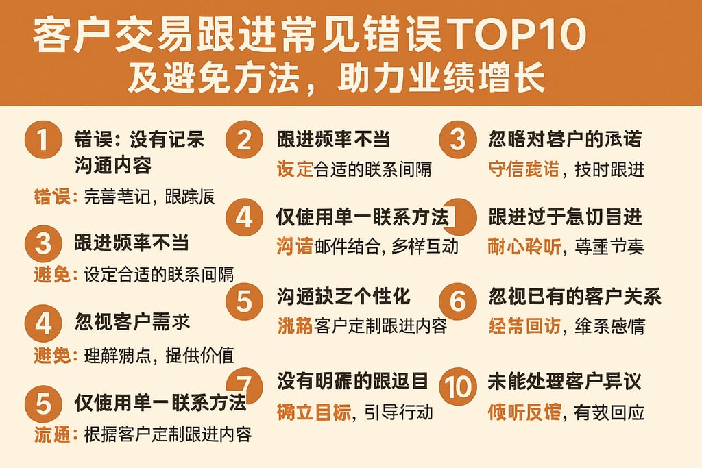 客户交易跟进常见错误TOP10及避免方法，助力业绩增长