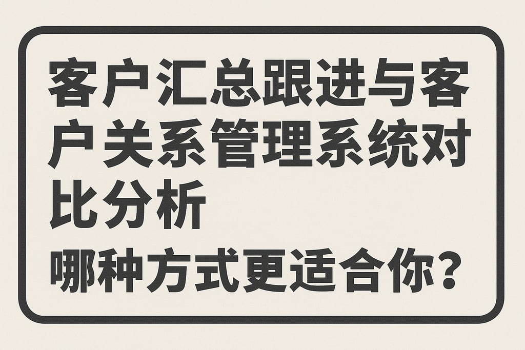 客户汇总跟进与客户关系管理系统对比分析，哪种方式更适合你？