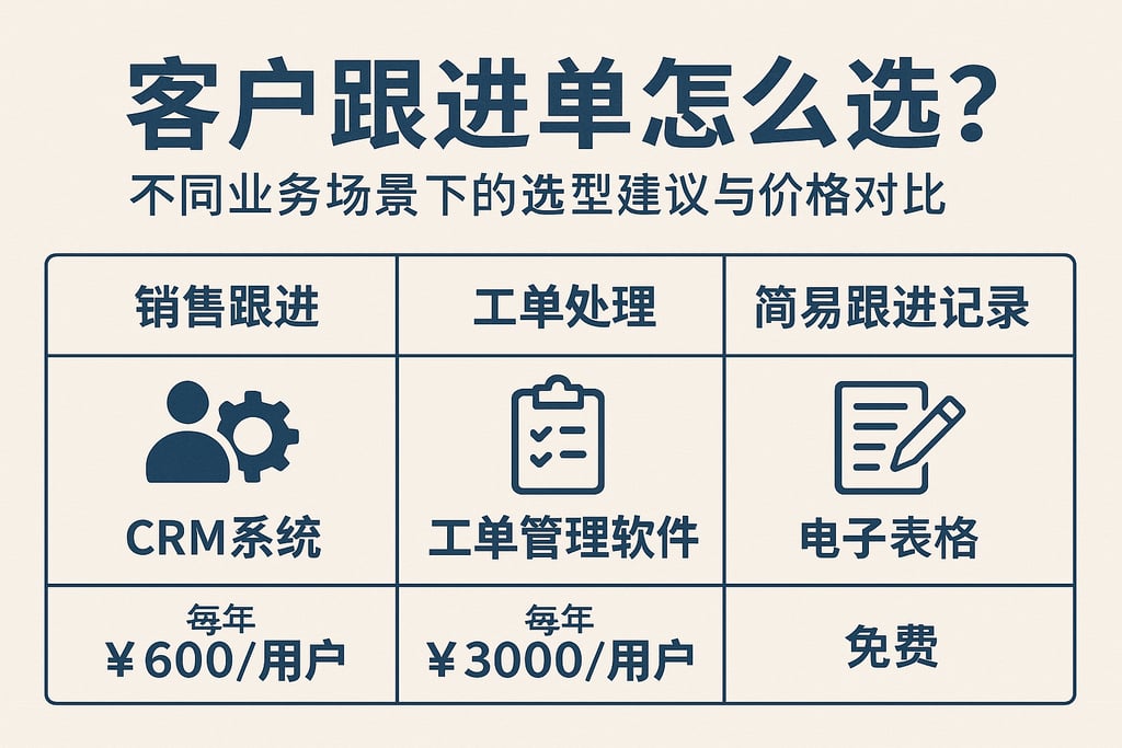 客户跟进单怎么选？不同业务场景下的选型建议与价格对比
