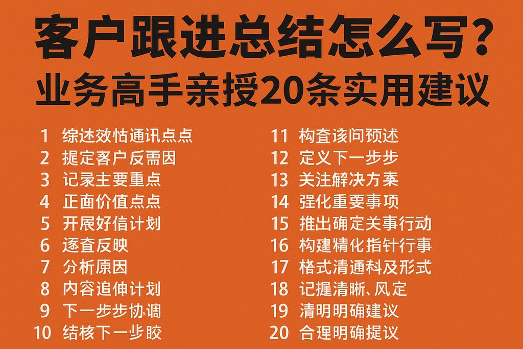 客户跟进总结怎么写？业务高手亲授20条实用建议