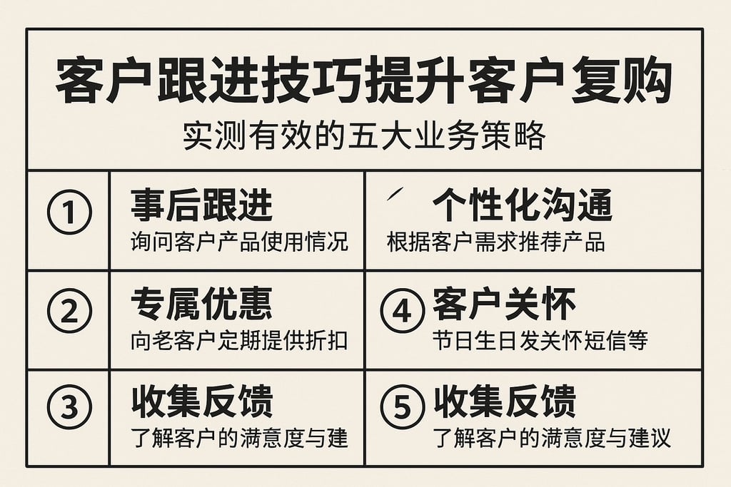 客户跟进技巧提升客户复购率，实测有效的五大业务策略