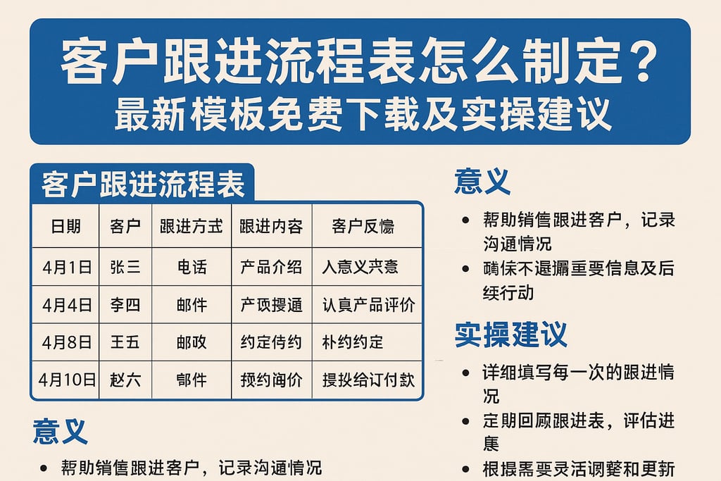 客户跟进流程表怎么制定？最新模板免费下载及实操建议