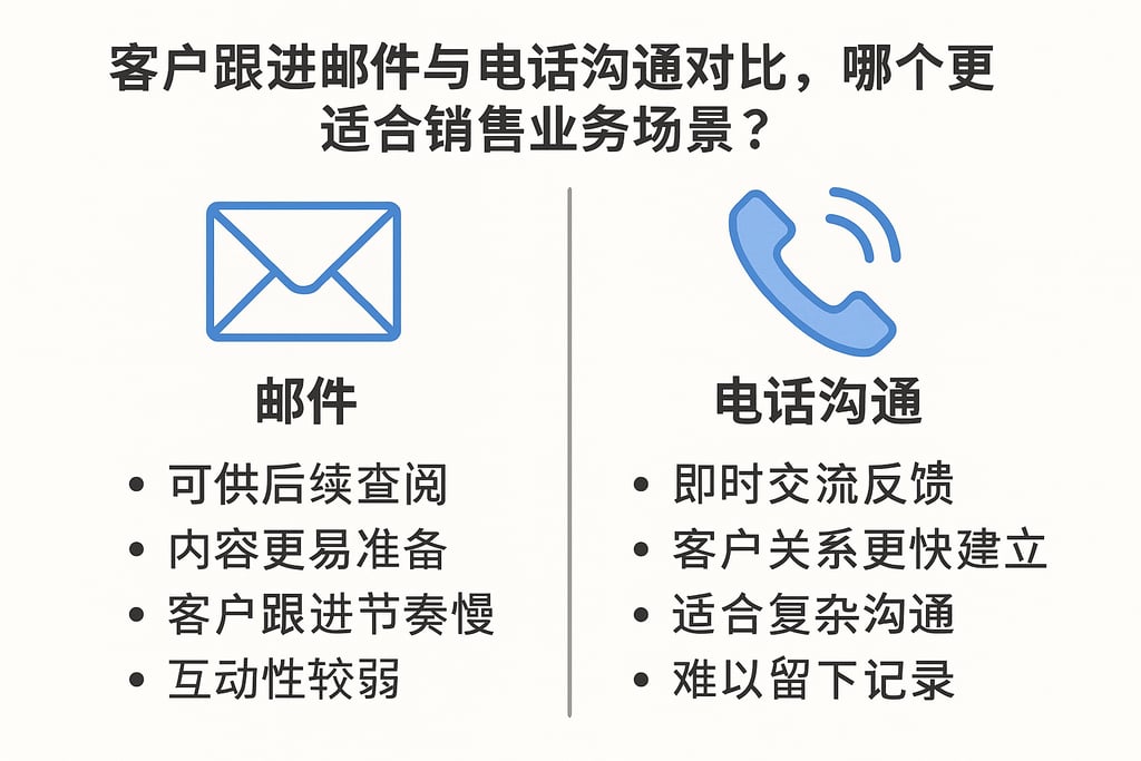 客户跟进邮件与电话沟通对比，哪个更适合销售业务场景？