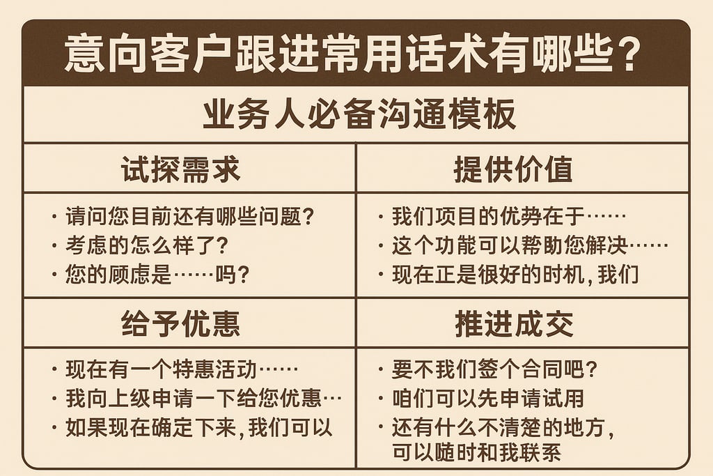 意向客户跟进常用话术有哪些？业务人必备沟通模板