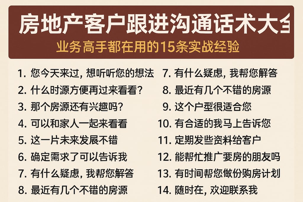 房地产客户跟进沟通话术大全，业务高手都在用的15条实战经验