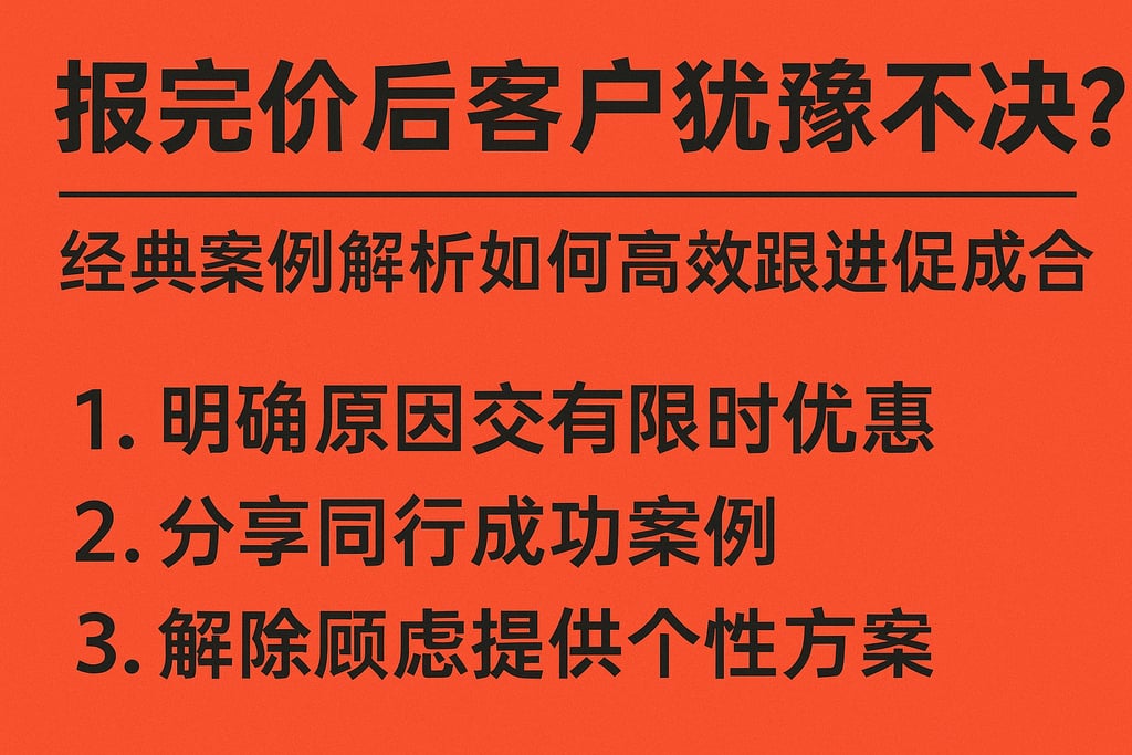 报完价后客户犹豫不决？经典案例解析如何高效跟进促成合作