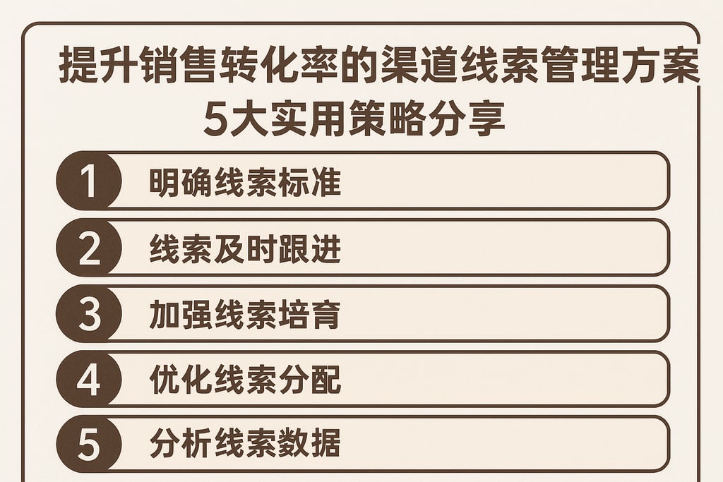 提升销售转化率的渠道线索管理方案，5大实用策略分享