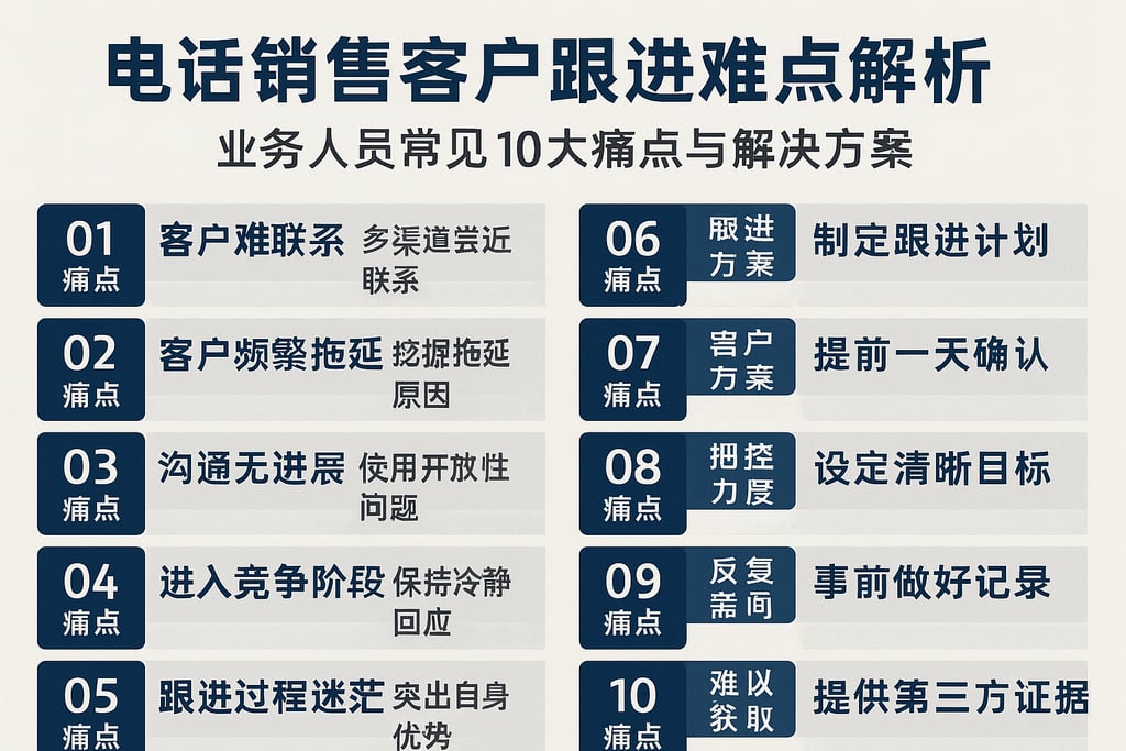 电话销售客户跟进难点解析，业务人员常见10大痛点与解决方案
