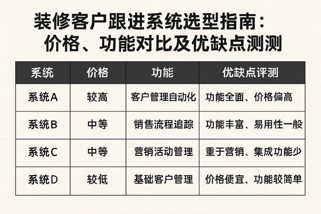 装修客户跟进系统选型指南：价格、功能对比及优缺点评测