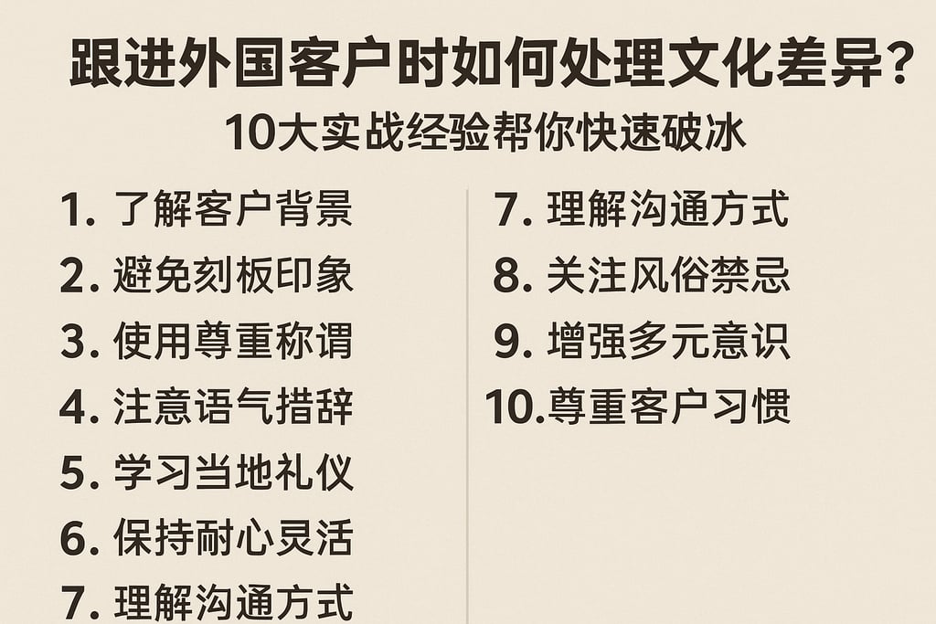 跟进外国客户时如何处理文化差异？10大实战经验帮你快速破冰