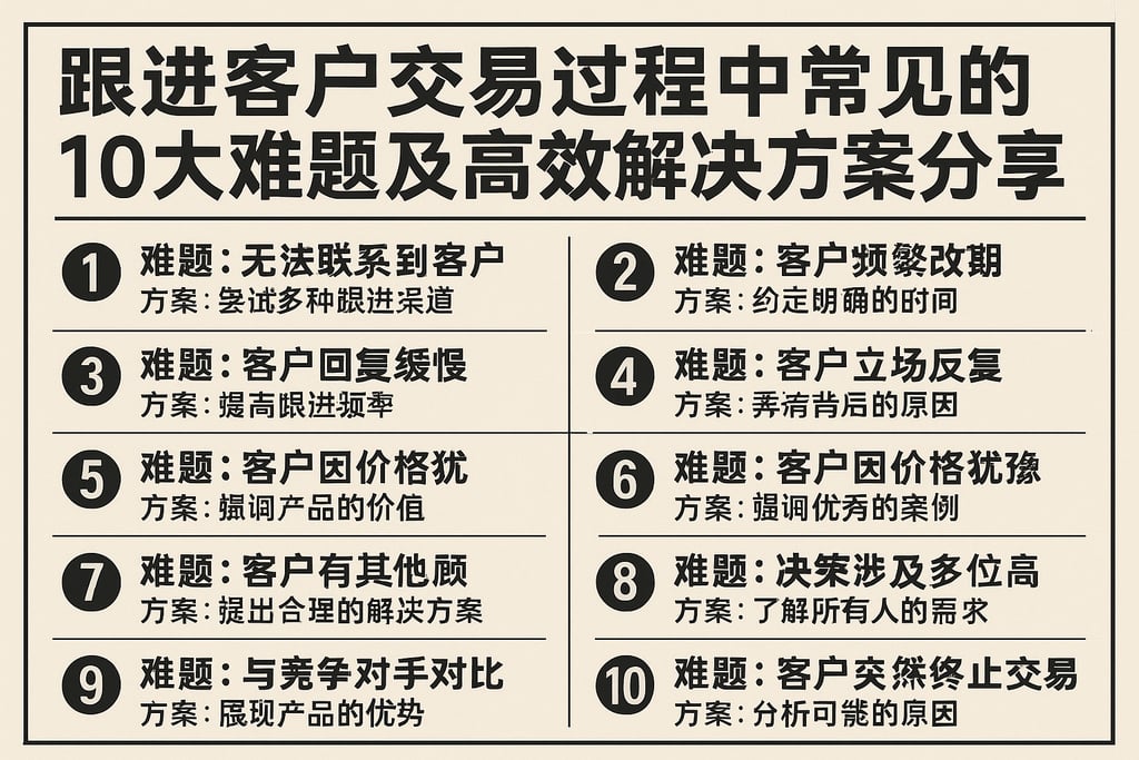 跟进客户交易过程中常见的10大难题及高效解决方案分享