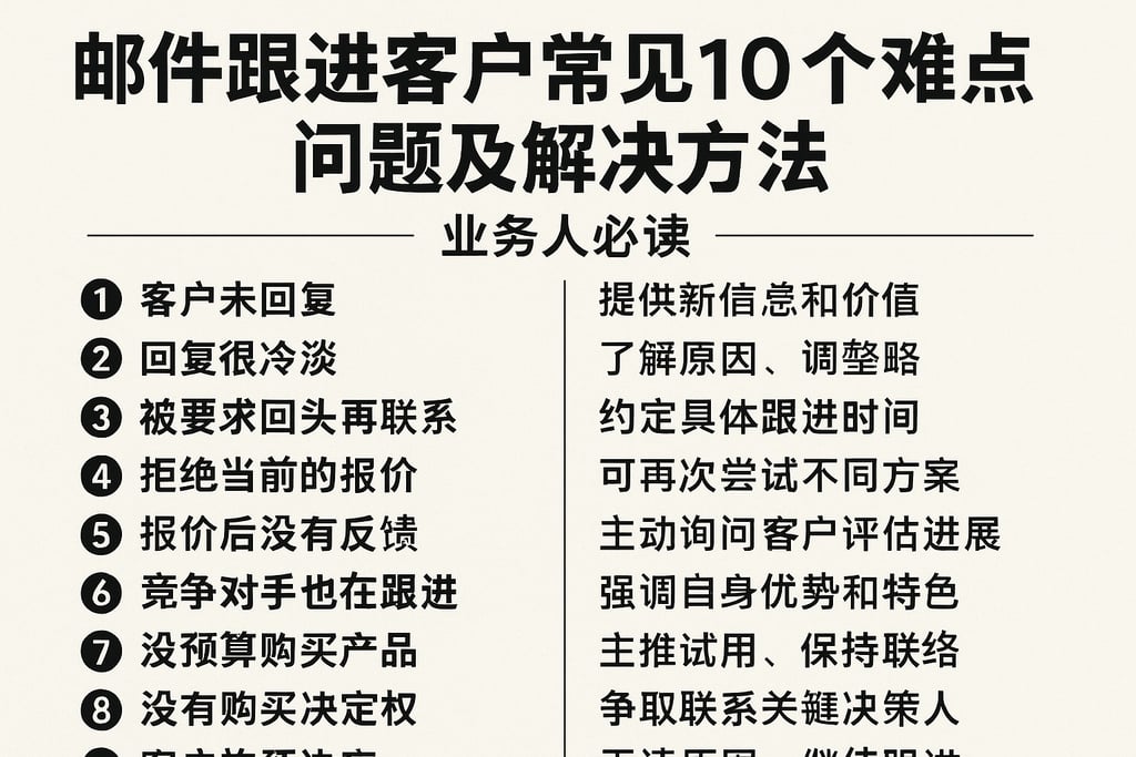 邮件跟进客户常见的10个难点问题及解决方法，业务人必读