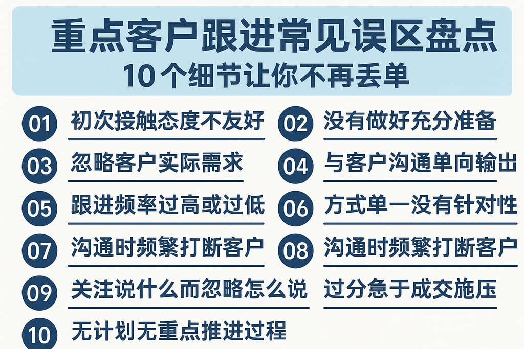 重点客户跟进常见误区盘点，10个细节让你不再丢单