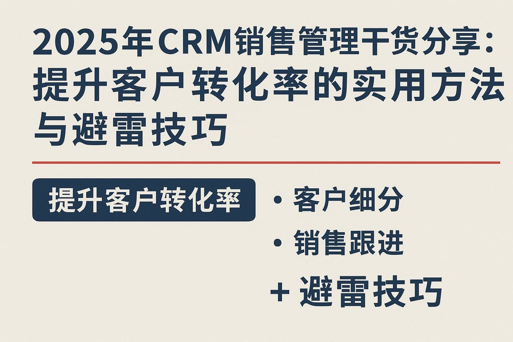 2025年CRM销售管理干货分享：提升客户转化率的实用方法与避雷技巧