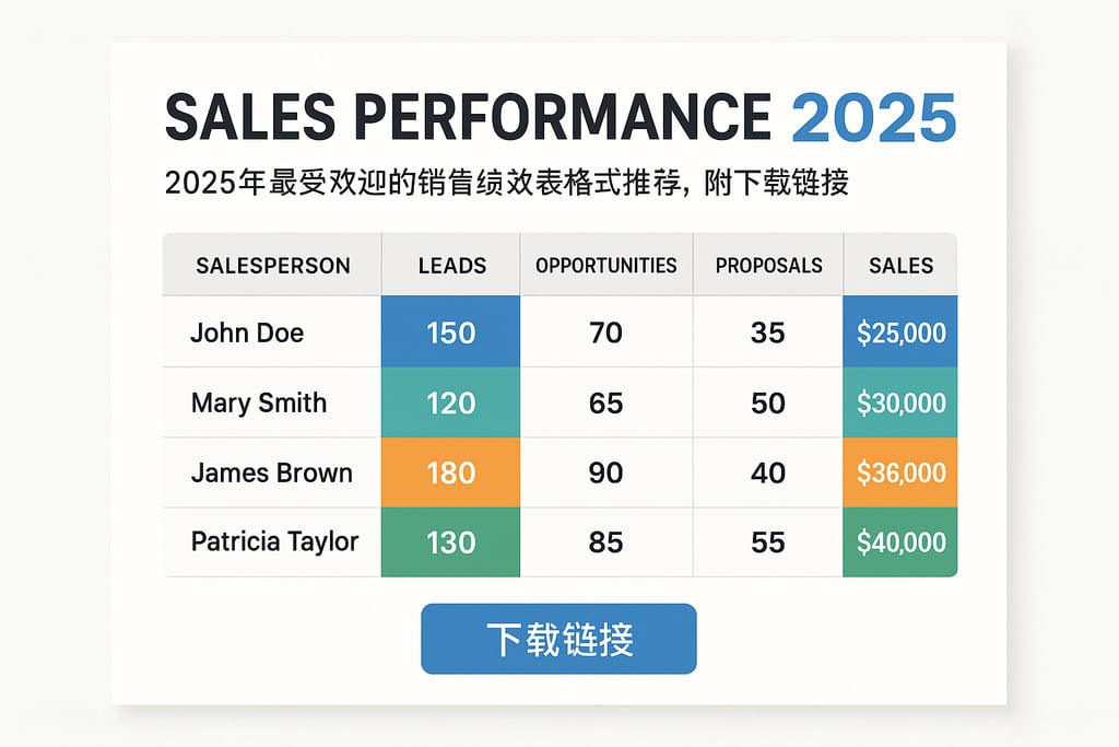 2025年最受欢迎的销售绩效表格式推荐，附下载链接