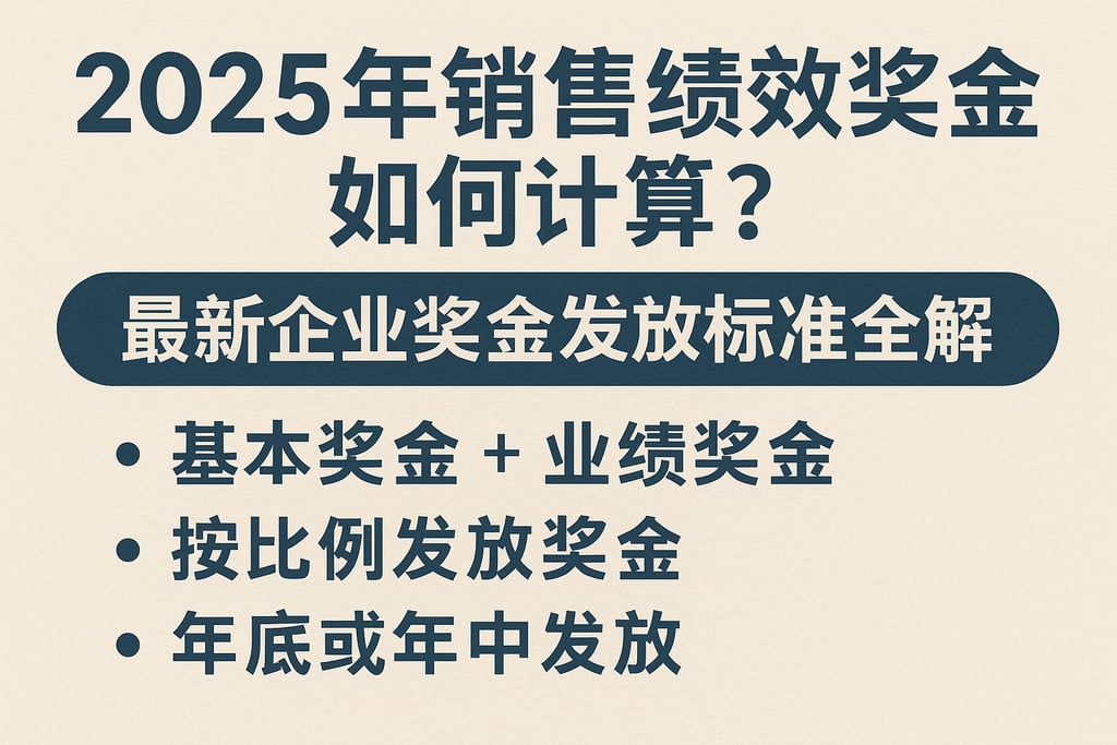 2025年销售绩效奖金如何计算？最新企业奖金发放标准全解