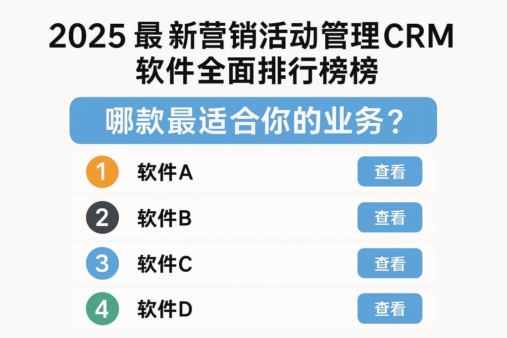 2025最新营销活动管理CRM软件全面排行榜，哪款最适合你的业务？