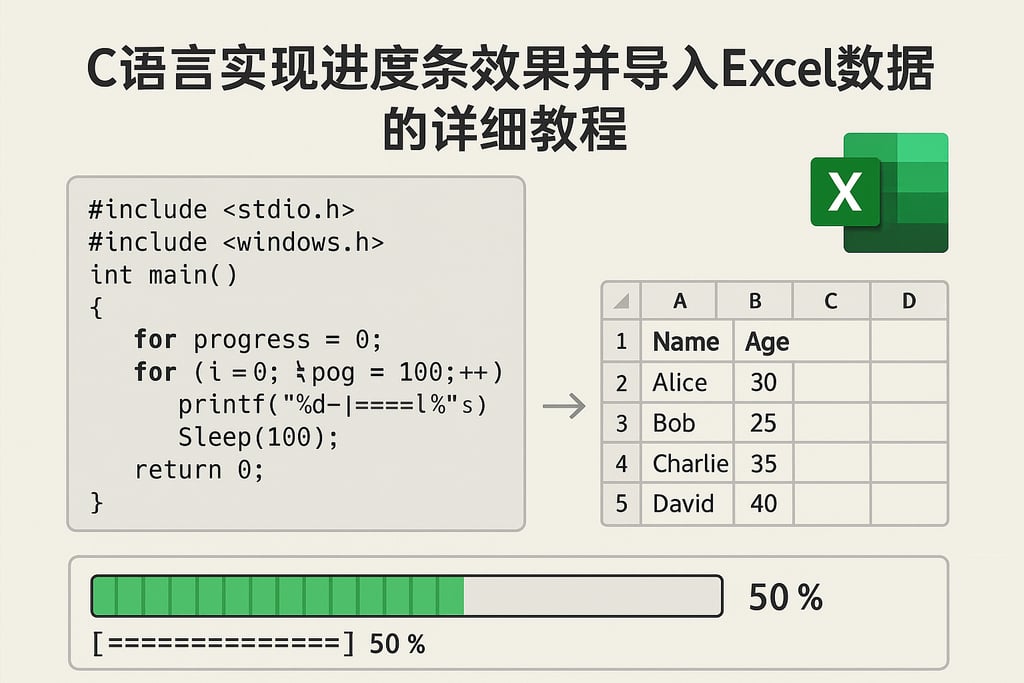 C语言实现进度条效果并导入Excel数据的详细教程