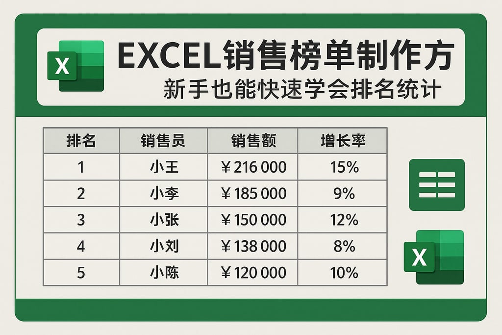 EXCEL销售榜单制作方法详解，新手也能快速学会排名统计