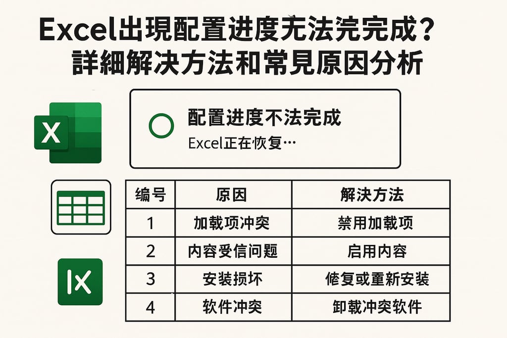 Excel出现配置进度无法完成？详细解决方法和常见原因分析