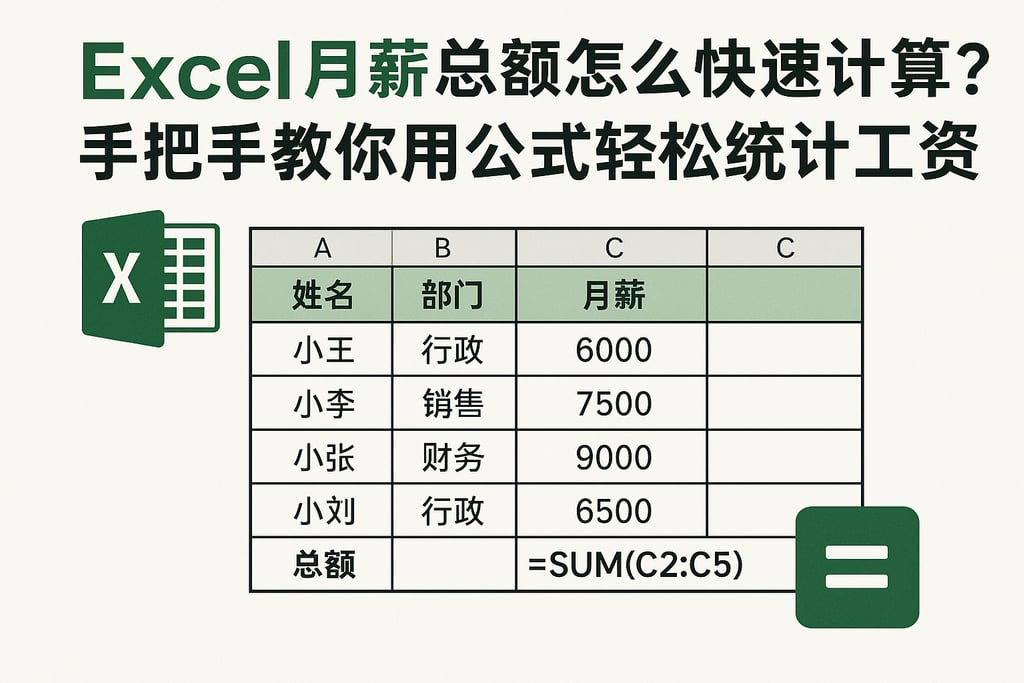 Excel月薪总额怎么快速计算？手把手教你用公式轻松统计工资