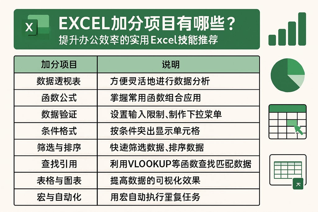 excel加分项目有哪些？提升办公效率的实用excel技能推荐