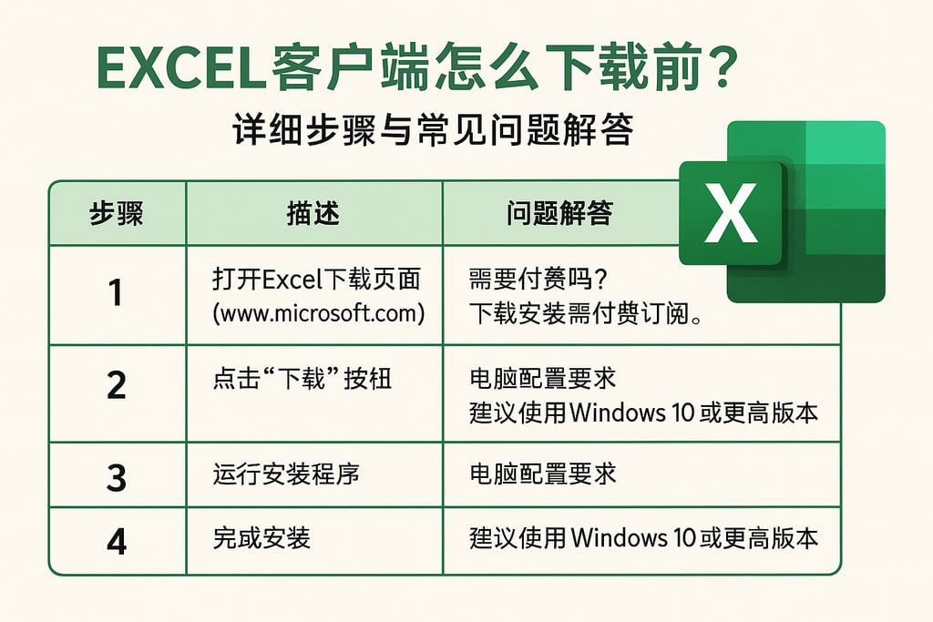 excel客户端怎么下载安装？详细步骤与常见问题解答