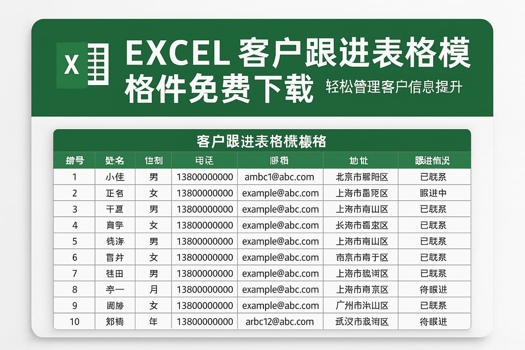 excel客户跟进表格模板免费下载，轻松管理客户信息提升业绩