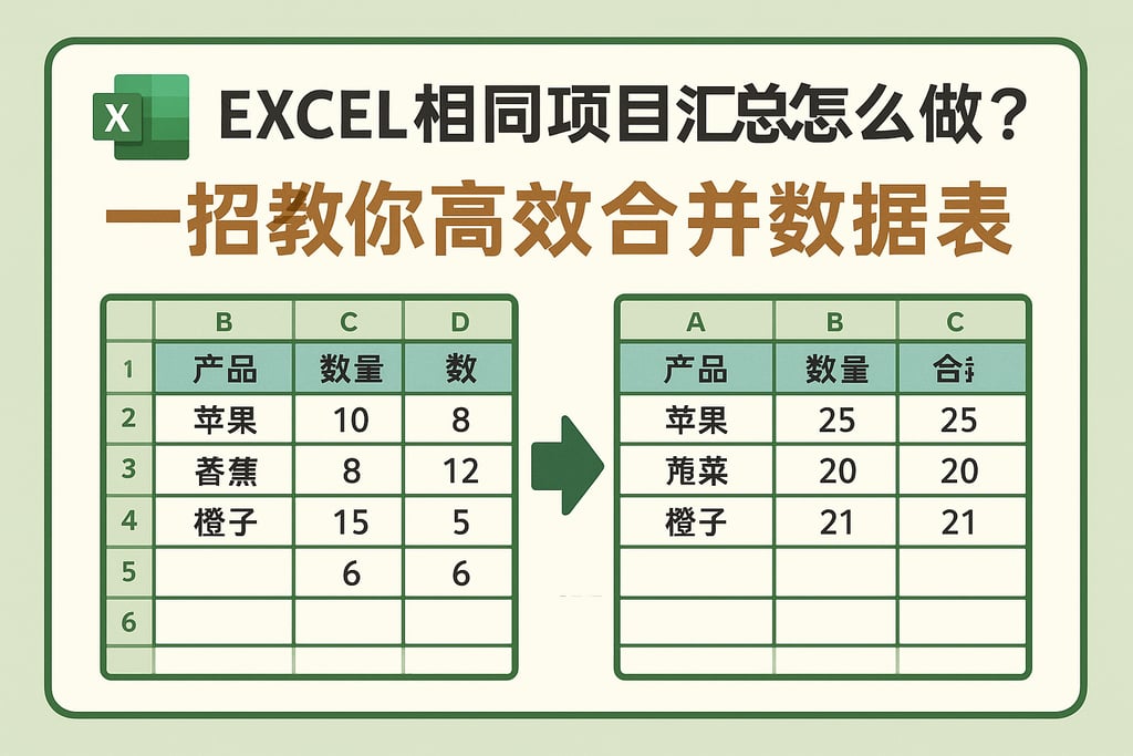 excel相同项目汇总怎么做？一招教你高效合并数据表