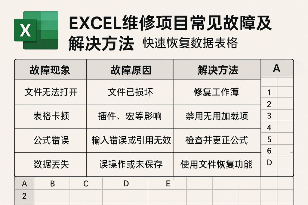 excel维修项目常见故障及解决方法，快速恢复数据表格