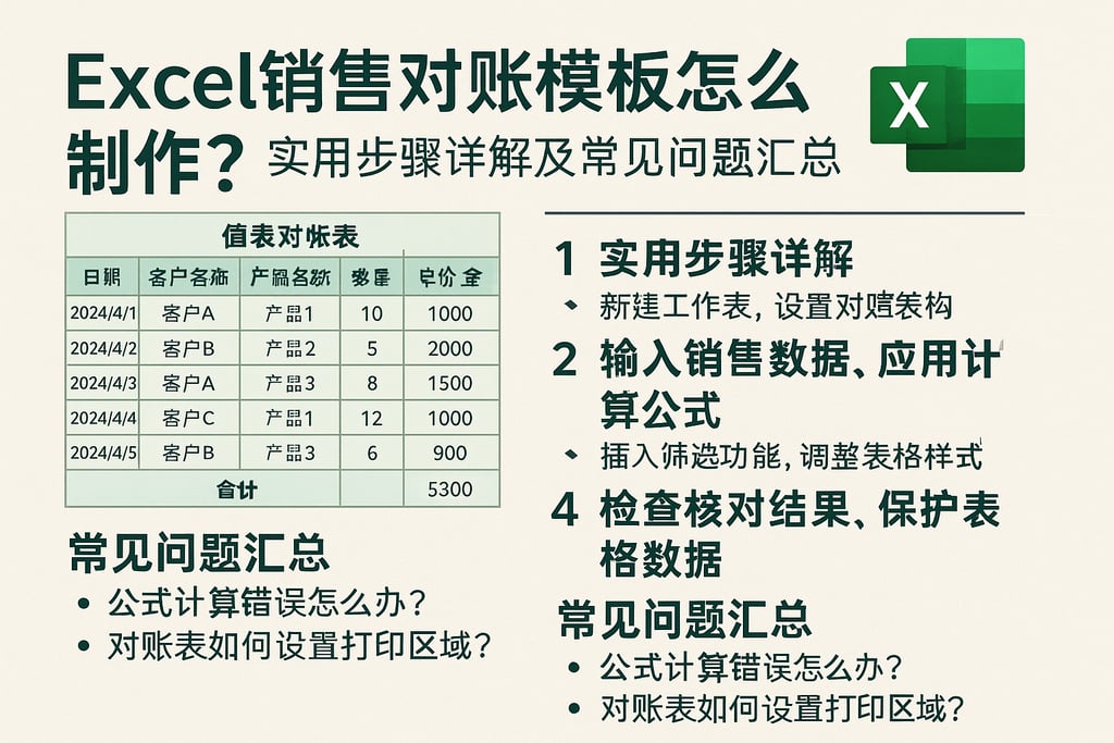 excel销售对账模板怎么制作？实用步骤详解及常见问题汇总