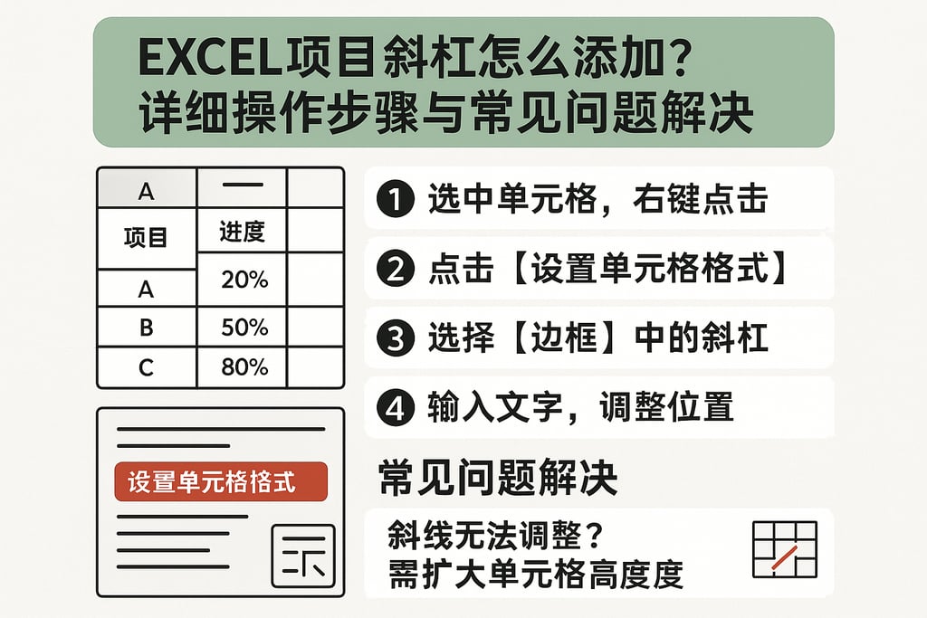 excel项目斜杠怎么添加？详细操作步骤与常见问题解决
