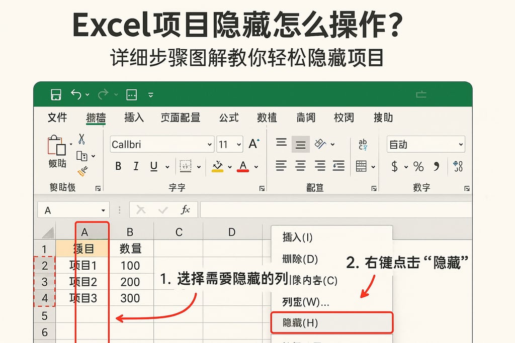 excel项目隐藏怎么操作？详细步骤图解教你轻松隐藏项目