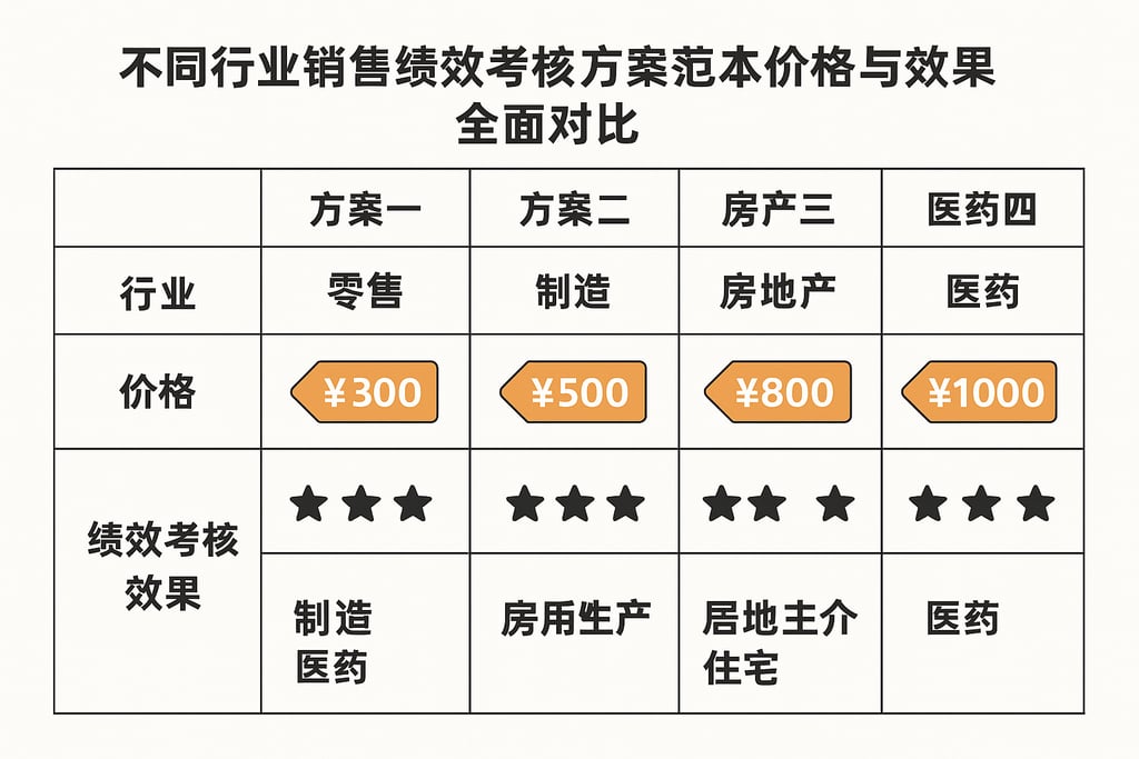 不同行业销售绩效考核方案范本价格与效果全面对比