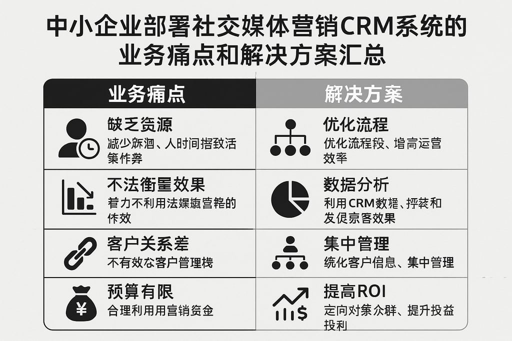 中小企业部署社交媒体营销CRM系统的业务痛点和解决方案汇总