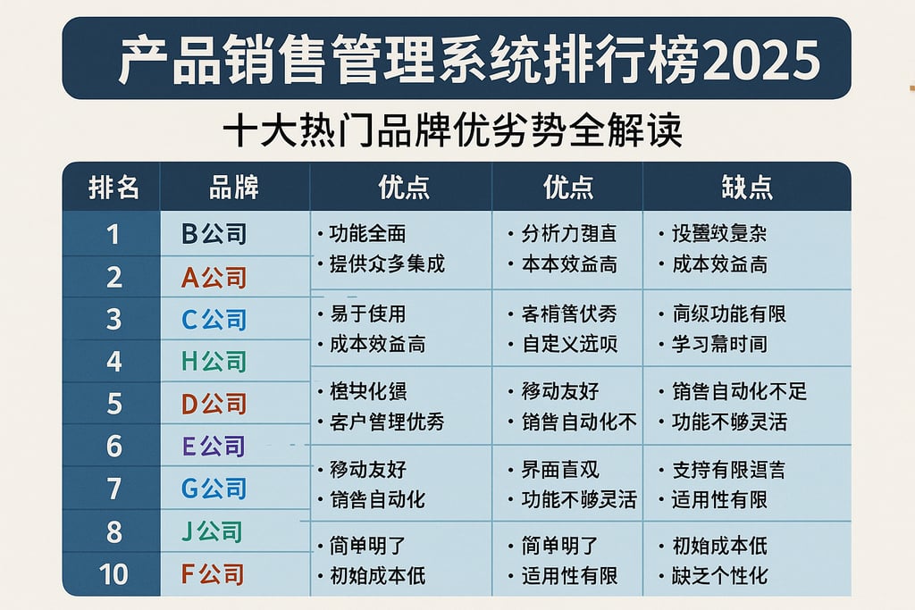 产品销售管理系统排行榜2025：十大热门品牌优劣势全解读