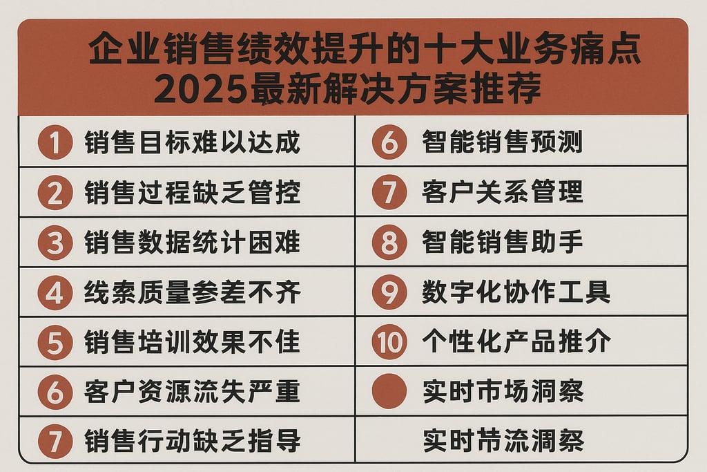 企业销售绩效提升的十大业务痛点，2025最新解决方案推荐