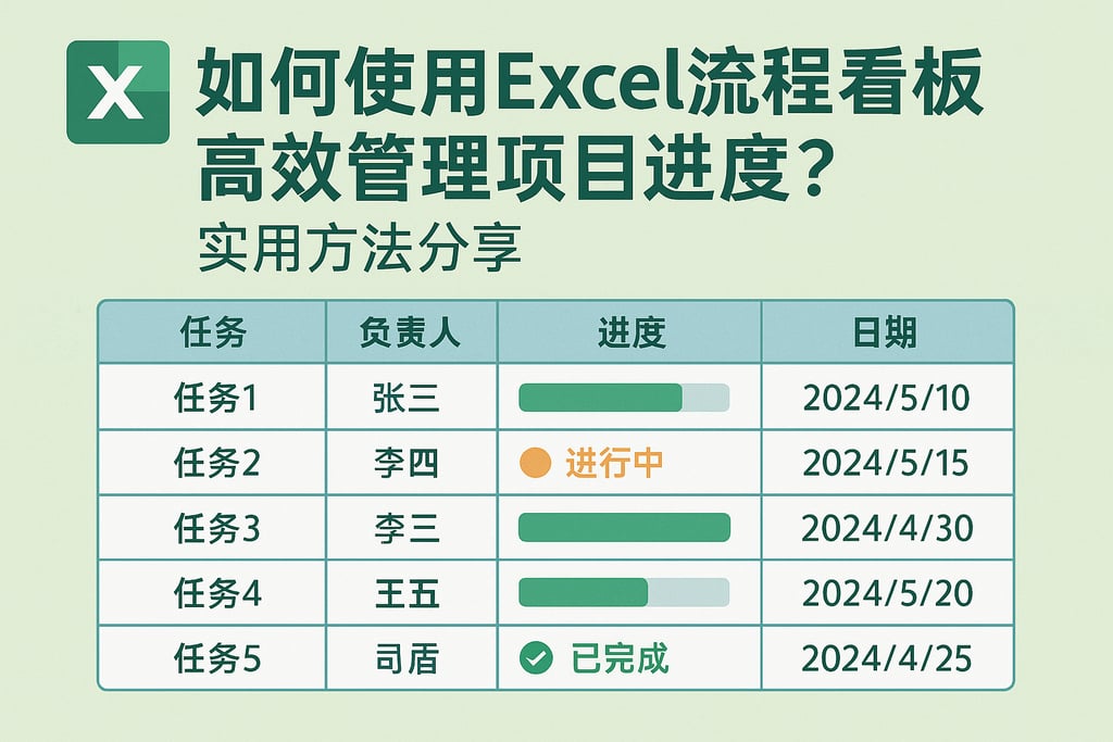 如何使用Excel流程看板高效管理项目进度？实用方法分享