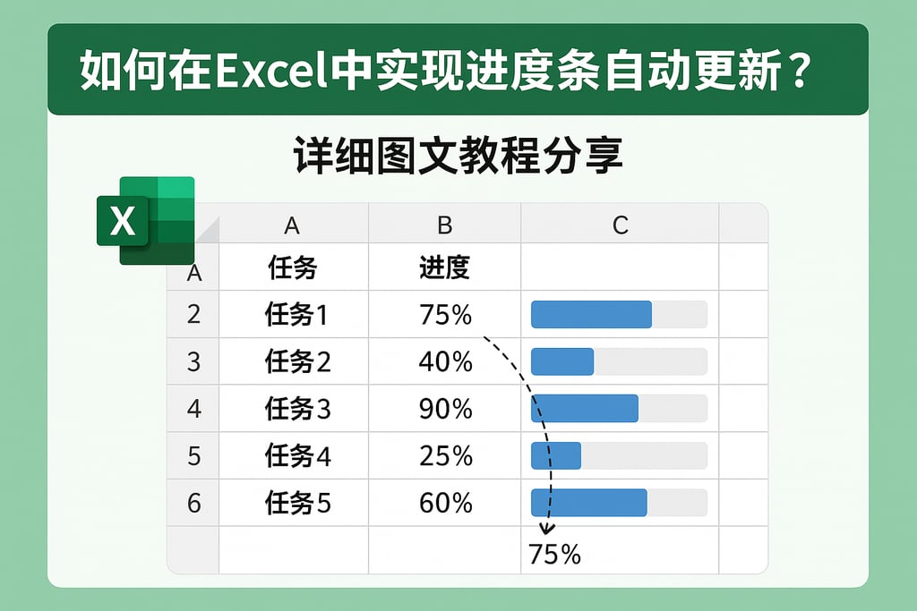 如何在Excel中实现进度条自动更新？详细图文教程分享
