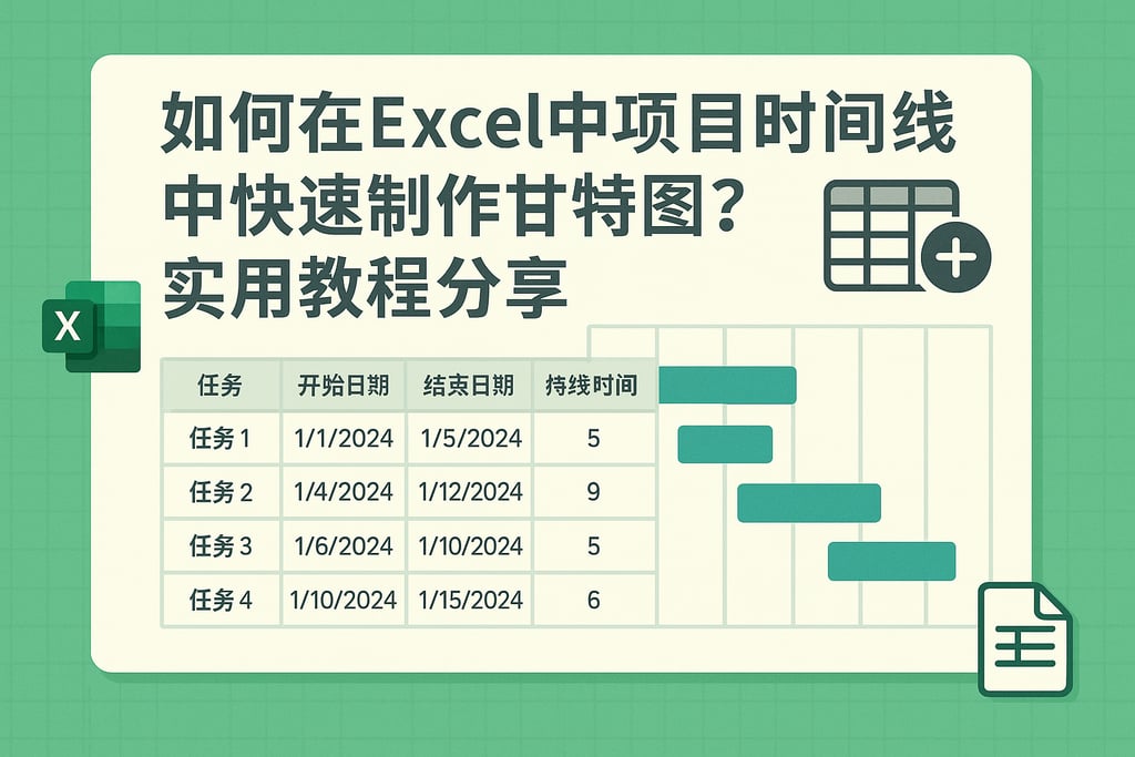 如何在Excel中项目时间线中快速制作甘特图？实用教程分享