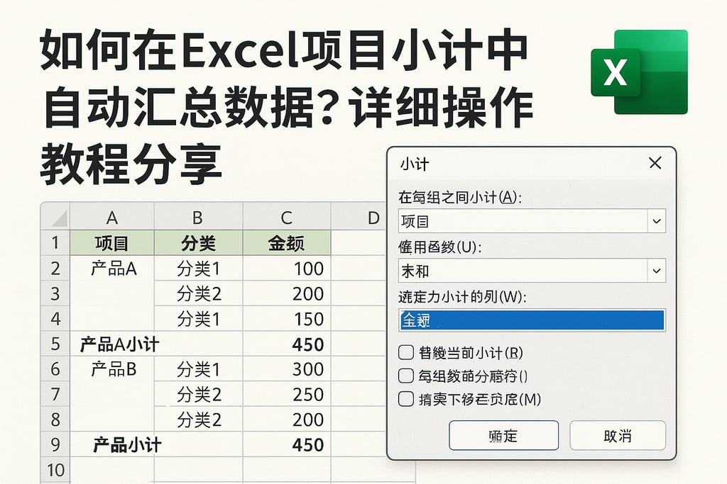 如何在Excel项目小计中自动汇总数据？详细操作教程分享