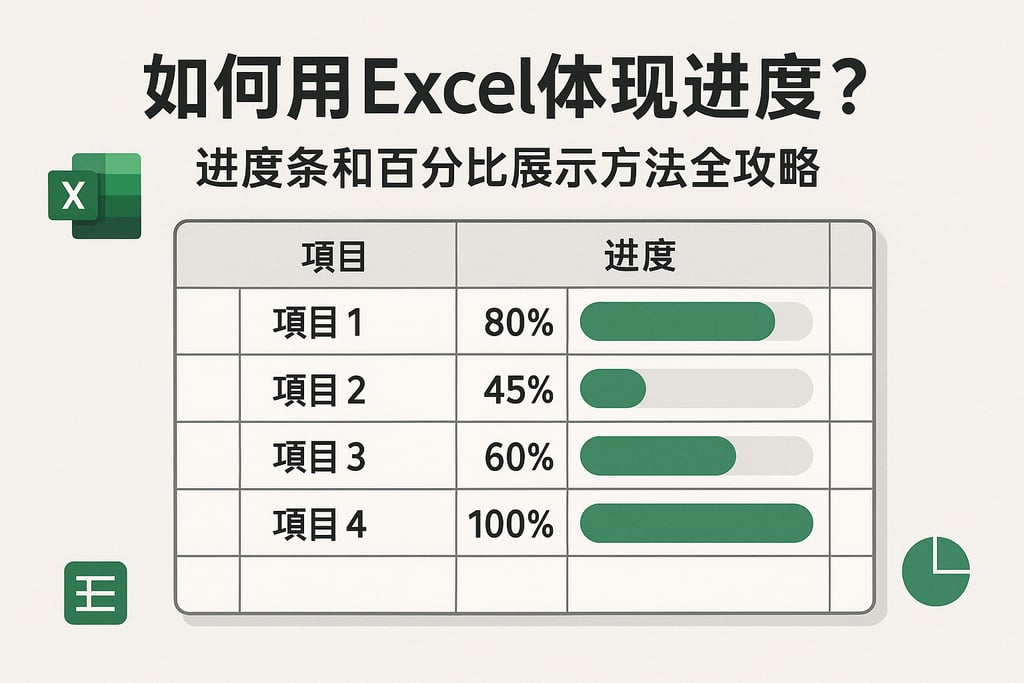 如何用Excel体现进度？进度条和百分比展示方法全攻略
