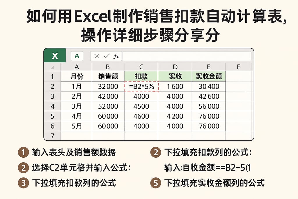 如何用Excel制作销售扣款自动计算表格，操作详细步骤分享