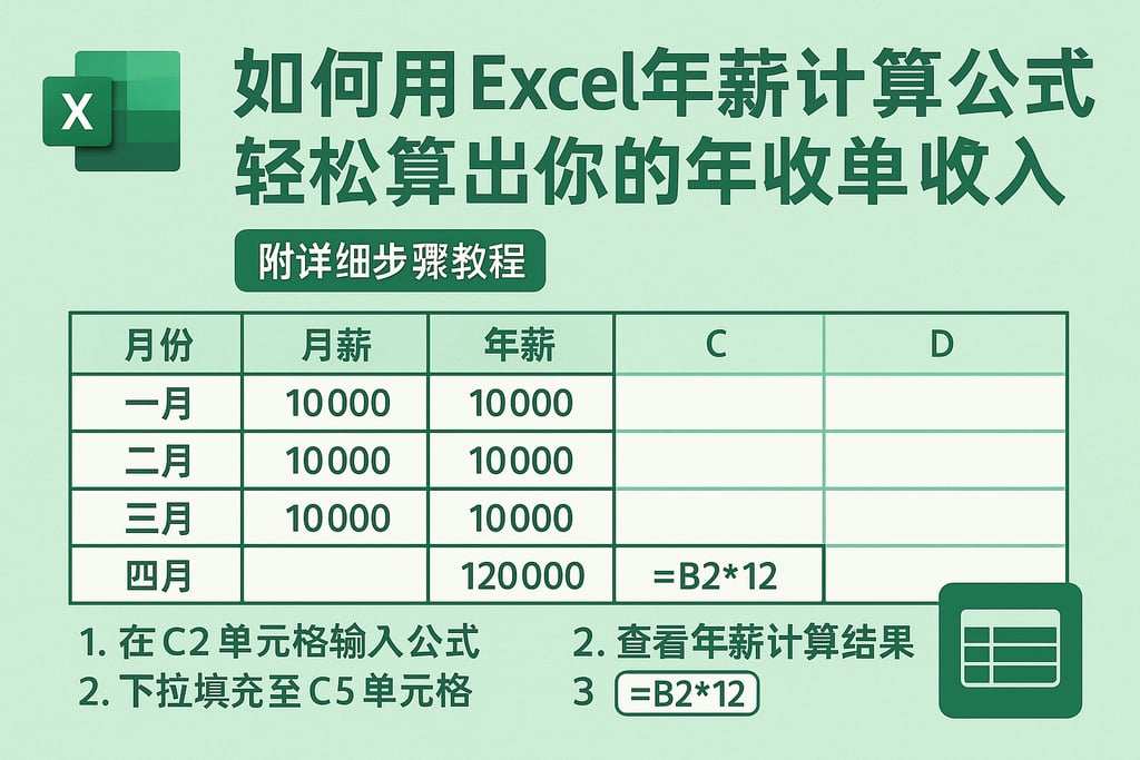 如何用Excel年薪计算公式轻松算出你的年收入，附详细步骤教程