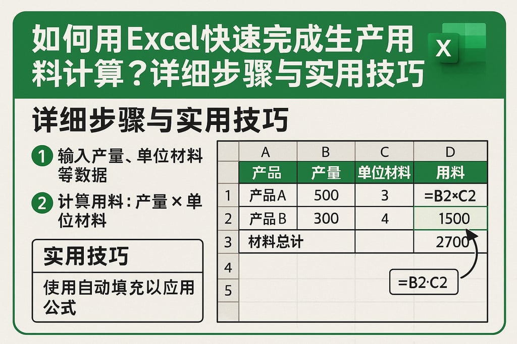 如何用Excel快速完成生产用料计算？详细步骤与实用技巧
