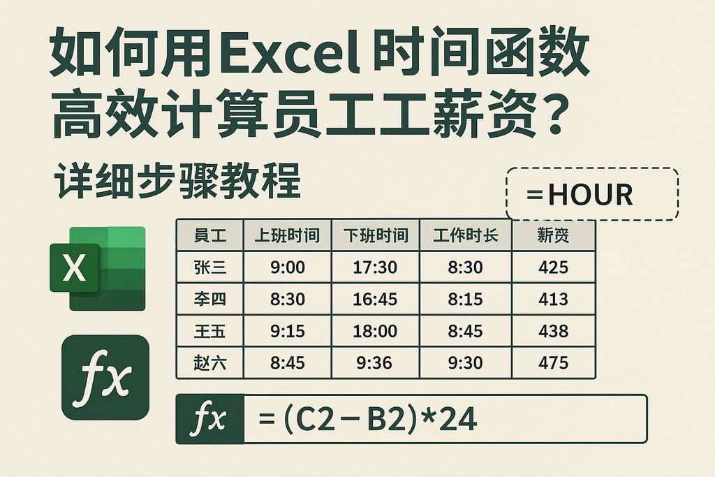 如何用Excel时间函数高效计算员工薪资？详细步骤教程