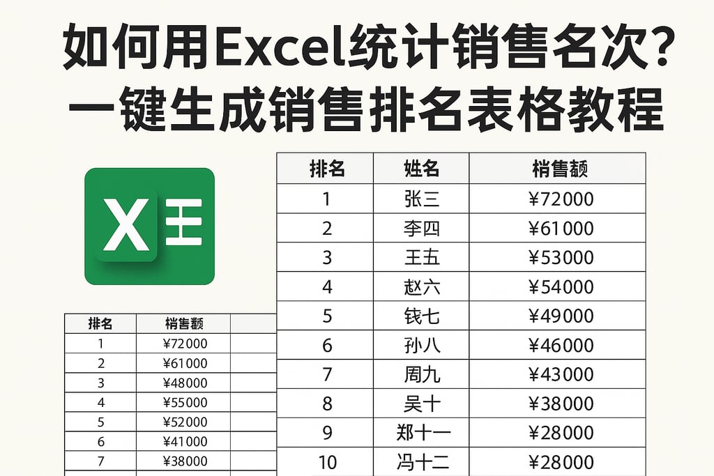 如何用Excel统计销售名次？一键生成销售排名表格教程