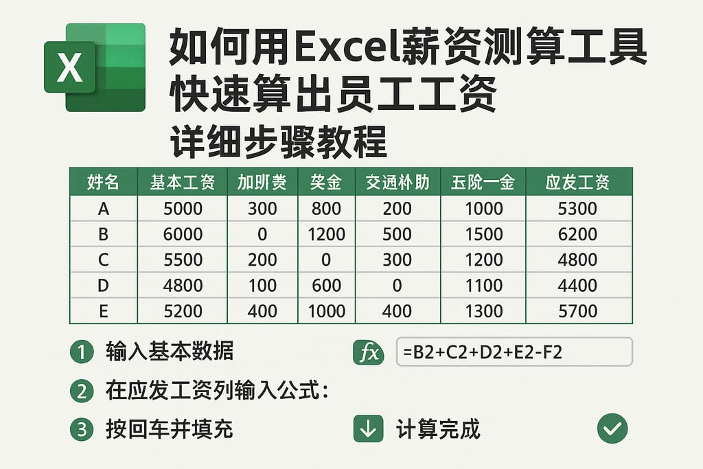如何用Excel薪资测算工具快速算出员工工资，详细步骤教程